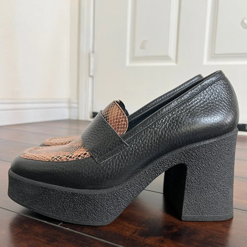 Intentionally Blank Dex Platform Heel Chunky Leather‎ size 39 Goth Grunge Mint
